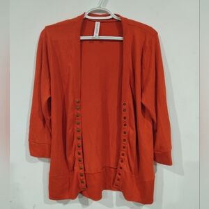 Zenana Outfitters button front cardigan in orange